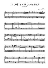 12 Duos N°9 Menuetto, arrangé pour piano - W.A. Mozart